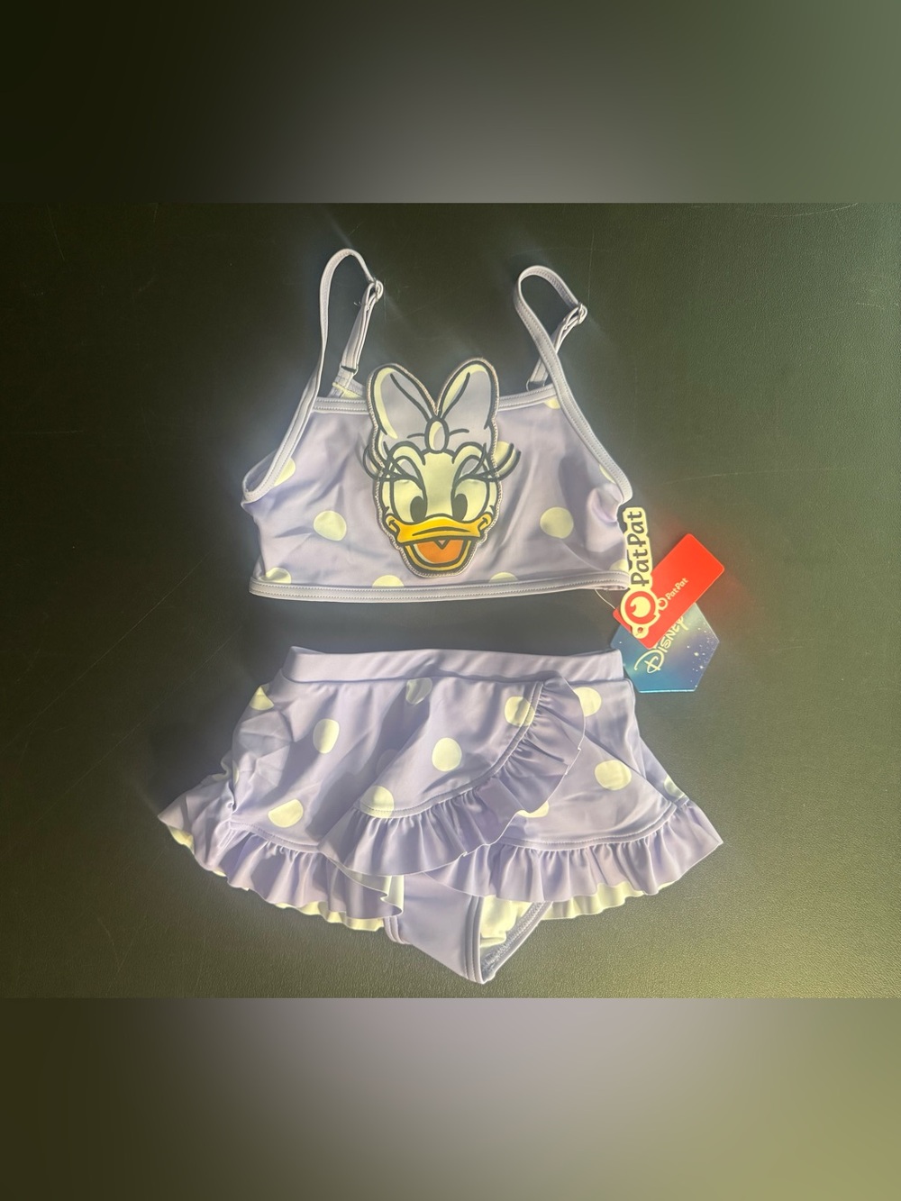 PatPat Disney Daisy Duck 3T toddler girls' two-piece tankini swimsuit. New.